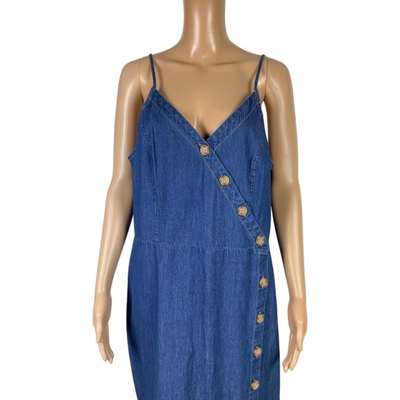 Universal Thread Woman's 100% Cotton Denim Blue Sleeveles Midi Dress Size XXL - Picture 4 of 8